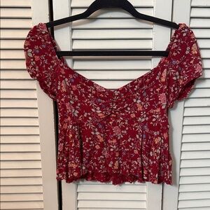Urban Outfitters Burgundy Floral Blouse